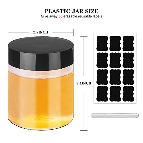 Plastic Jars with Lids 8OZ 36PCS,Small Cosmetic Slime Containers Clear Travel Round Jars Empty Refillable Sample Containers Leak Proof Pot with Black Lids for Lotion, Cream, Cosmetics