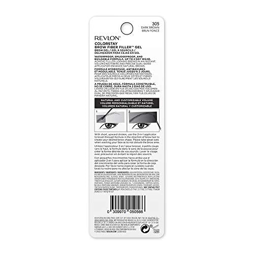 Revlon ColorStay Brow Fiber Filler Gel Dark Brown 305, Waterproof & Volumizing