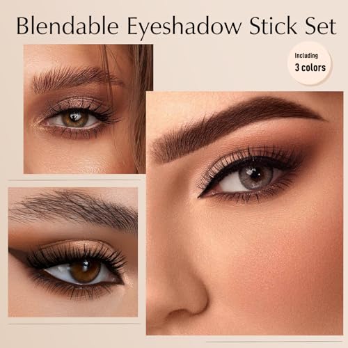 Cream Eyeshadow Sticks Set - 3 Piece Pigmented Matte & Shimmer