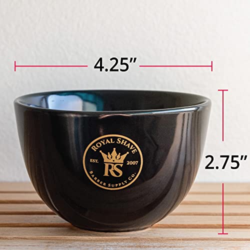 ROYAL SHAVE Ceramic Textured Shaving Bowl ? Shave Soap & Shaving Cream Dish, Textured for Rich Lather ? LARGE (Black)