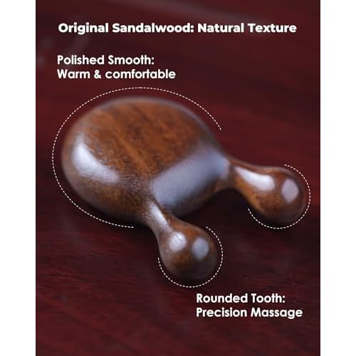 Gua Sha Massager for Face, Natural Sandalwood Wooden Guasha Scraping Massage Tool for Face, Eye Neck Body Muscle Relaxing Prevents Wrinkles