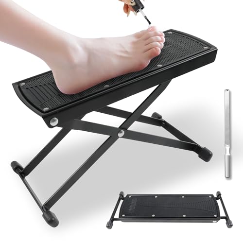 Adjustable Pedicure Foot Rest – 6 Heights, Foldable Stool