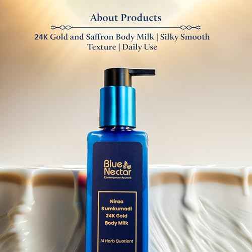 Blue Nectar Gold Body Milk for Women & Men | Body Lotion with Plant Based AHA & Niacinamide | Moisturizer for Body | All Skin Types (14 Herbs, 6.76 Fl Oz)