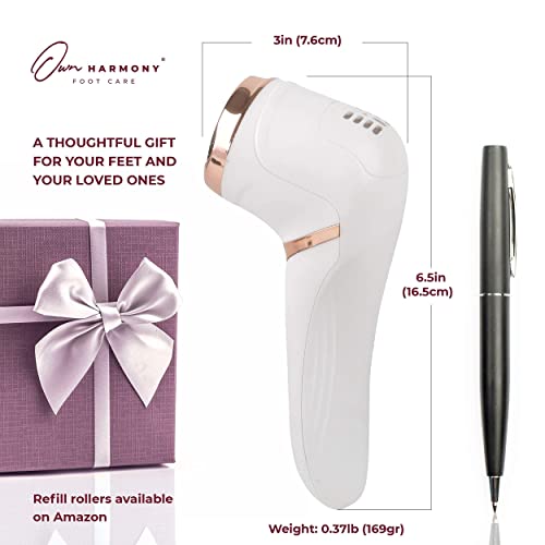 Own Harmony Electric Callus Remover with Vacuum and 7 Rollers Bundle - Foot Care for Women - Professional Pedicure Tools for Pedi Care Vac, CR2100 Electric Feet File, Best for Hard Dry, Cracked Heels