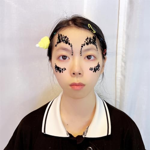 Topz Black Night Face Jewels Stick-On Festival Face Gems