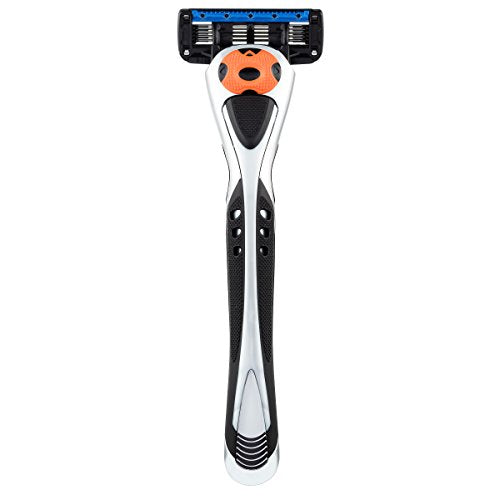 Personna Men's 5 Blade Razor with Bulk Pack of 12 Replacement Razor Cartridges and Shaving Razor Handle (Silver)