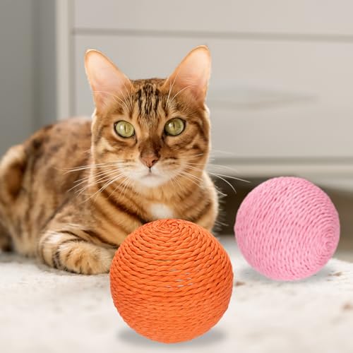 Sisal Cat Toy Ball, Interactive Scratching Balls for Kittens - 2Pc Set