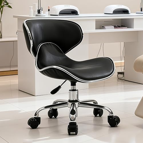 Lessmore Black Pedicure Chair - Adjustable Height Nail Tech Stool