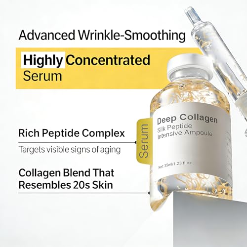 Silk Peptide Lifting Ampoule Set - Collagen Anti Aging Serum with Applicator - Hydrating Essence for Fine Lines & Wrinkles - Topical Use Only (1 Pack35ml)