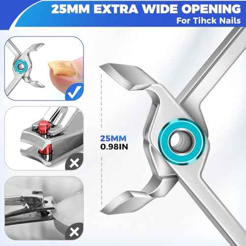 Toenail Clippers for Thick Toenails for Seniors, Slanted Nail Clippers for Men Thick Ingrown Nails with Wide Jaw Opening, Heavy Duty Curved Large Fingernail Ingrown Toenail Clippers