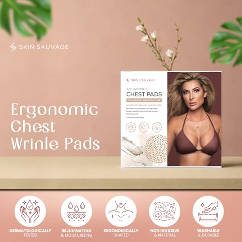 Chest and Neck Wrinkle Pads - Anti-Aging Skin Tightening Firming & Moisturizing Fine Lines Prevention - Skin-Safe Silicone Skincare Pads - Reusable Overnight Smoother for Neck & Cleavage Decolletage -