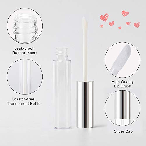 10ML Empty Lip Gloss Containers - 10 Pack Refillable Tubes with Wand