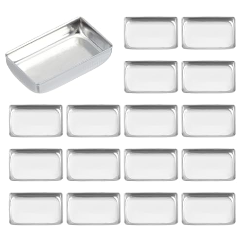 PH PandaHall 80pcs Empty Pans Aluminum Palette Pans Small Make Up Tins Rectangle Eyeshadow Palette Blush Lipstick Organizer for DIY Makeup Pressed Palettes Cosmetic 16x9.5x3.5mm