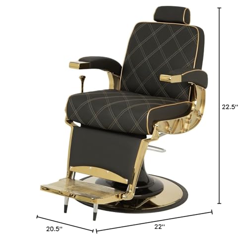 Buy-Rite Zeus Heavy-Duty Barber Chair with Gold Frame & Extra Wide Seat
