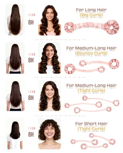 BONNET QUEEN Large Satin Heatless Hair Curler for Long Thick Hair, Cream Pink