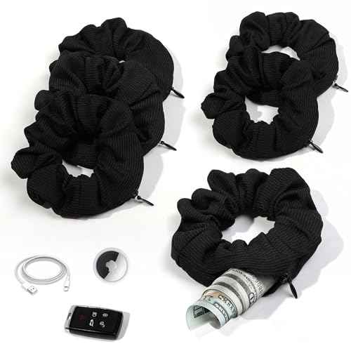 Pocket Scrunchies Holder Secret Hidden Compartment Items Velvet Hair Scrunchies Storage with Zipper Pocket for Women