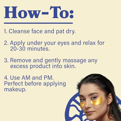 Gold Under Eye Patches for Puffy Eyes & Dark Circles (20 Pairs)
