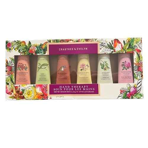Crabtree And Evelyn 6 pc Hand Therapy Set .9 Oz each Pomegranate, Lily, Gardner's, Summer Hill, Avocado, Rosewater Hand lotion