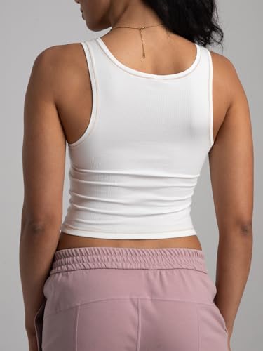 Danysu Women's Ribbed Padded Tank Top with Square Neck