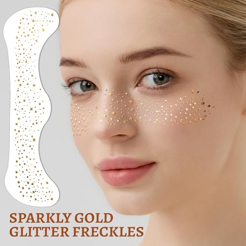 Teenitor 9 Color Body Glitter Gel Kit with Gold Freckles