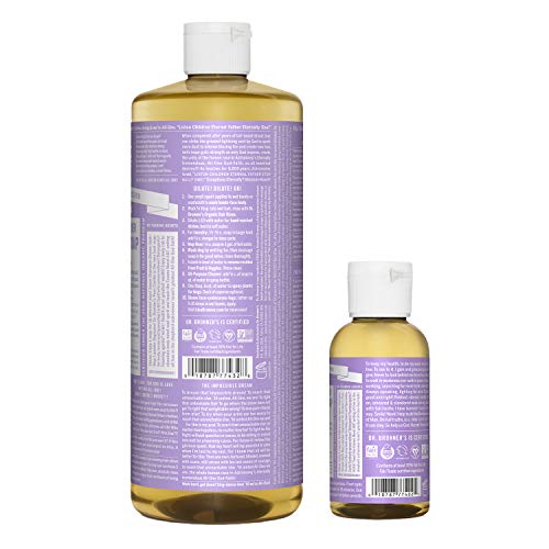 Dr. Bronner's Pure-Castile Liquid Soap ? Lavender Bundle. 32 oz. Bottle and 2 oz. Travel Bottle