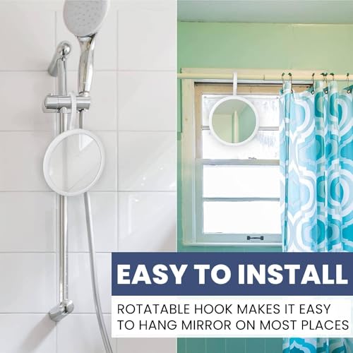 MIRRORVANA Fogless Shower Mirror with 360° Swivel Hook