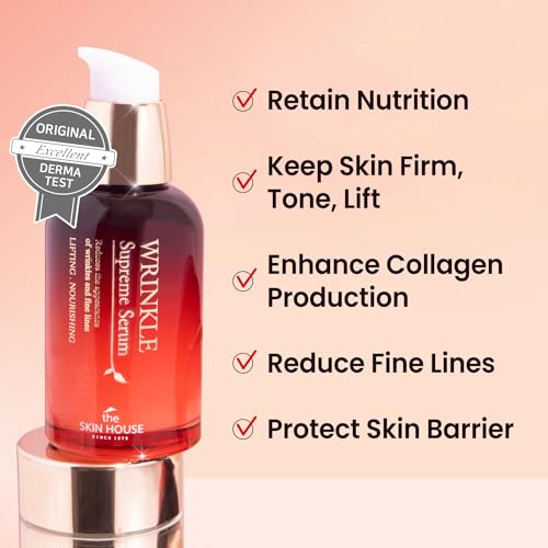 The Skin House Wrinkle Supreme Serum 0.67 fl. oz. Fermented Red Ginseng Skin Rejuvenating Face Serum | Korean Skin Care, K-beauty, 20ml