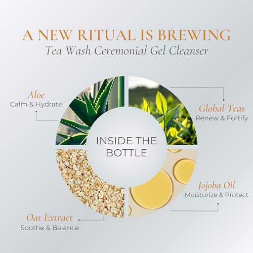 ILONA Tea Wash | Hydrating & Detoxifying Foaming Face Wash for All Skin | With Global Teas, Olive, & Oat Amino Acids | Soothing Tea Aroma | 5.0 oz.