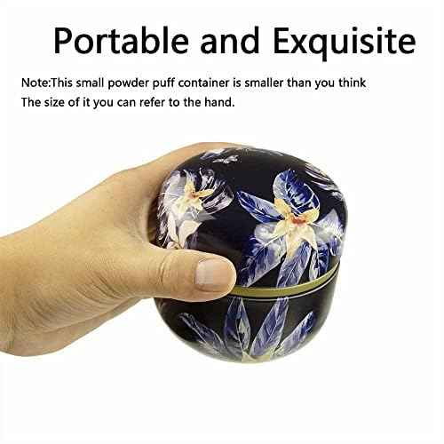 Blue Body Powder Puff and Container for Dusting, Baby Women Loose Powder Containers