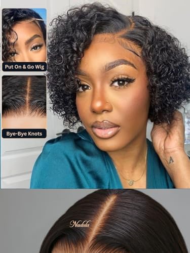 Nadula Bye Bye Knots Bob Curly Wig 8in Glueless Human Hair