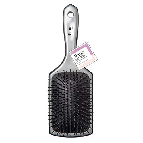 Diane Small Cushion Paddle Brush, 13-Row, Ideal for Medium to Thick Hair, Detangling and Smoothing, Silver