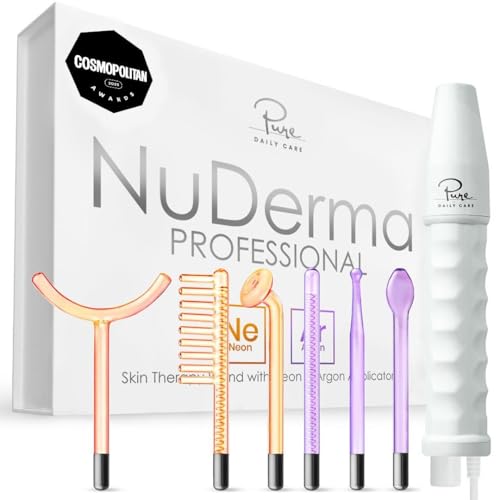 NuDerma Professional Skin Therapy Wand – 6 Argon & Neon Wands
