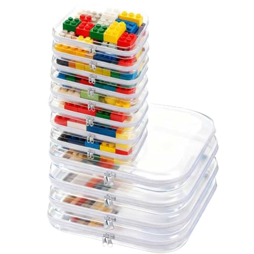 12 Pack Clear Hard Shell Zipper Case (8 Small & 4 Medium), Hard Plastic Makeup Cases Pencil Case Pouches for Travel (4M+8S)