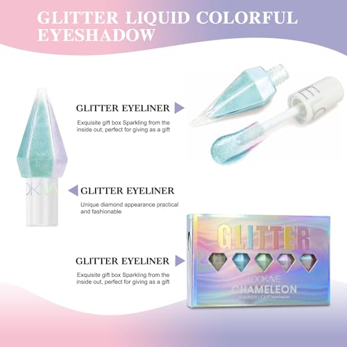 5-Color Liquid Glitter Eyeshadow Set - Long-Lasting Waterproof