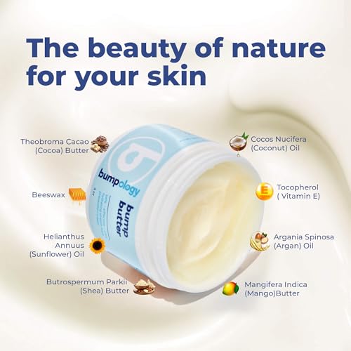 Bumpology Bump Butter Stretch Mark Moisturize Cream | 2-in-1 Powerful Butters + Oils | Physician Formulated | Hydrating Body Lotion | Pregnancy Safe | Made in USA