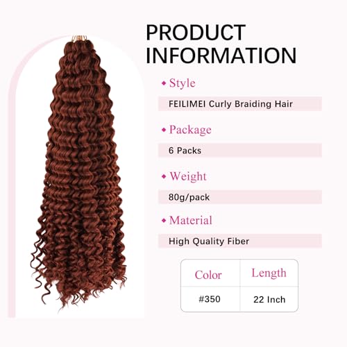 FEILIMEI 22 Inch Ocean Wave Crochet Hair Extensions 6 Pack for Boho Hairstyles
