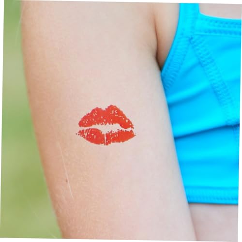 6pcs Lip Stickers, Perforated Self Adhesive Kisses Sticker,Red Lips Temporary Stickers Water-Proof Face Body Stickers
