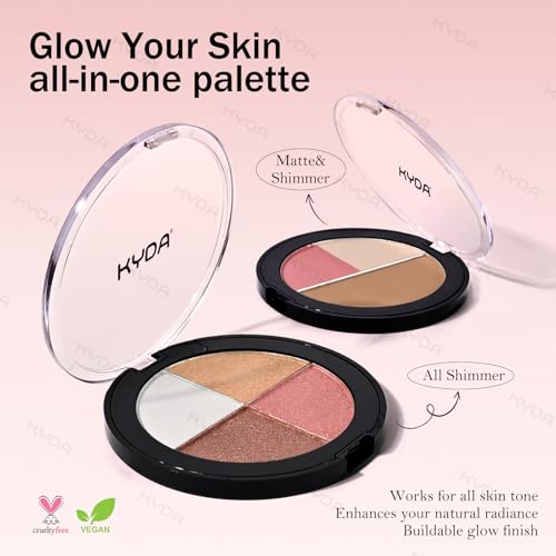 KYDA 3-in-1 Glow Palette - Blush, Highlighter & Contour