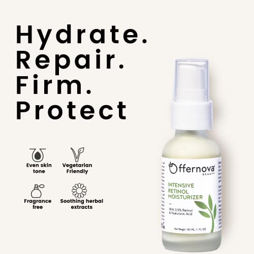 Intensive Retinol Moisturizer - Deep Hydration Night Cream 2.5% Vitamin A & Hyaluronic Acid + Vitamin E - Crema Humectante Intensiva de Retinol - Antiarrugas con ?cido Hialur?nico y Vitamina E