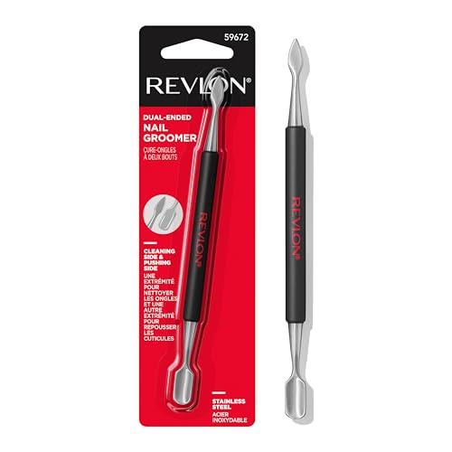 Revlon Cuticle Pusher and Nail Cleaner, Dual Ended Nail Care Tool, Easy to Use, Stainless Steel (Pack of 1)