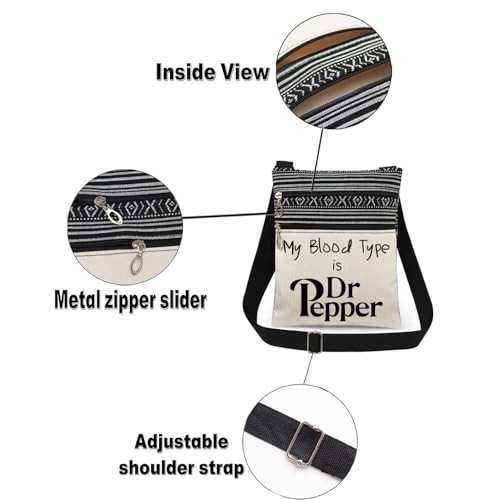 DR.P Letter Print Crossbody Bag with Adjustable Strap