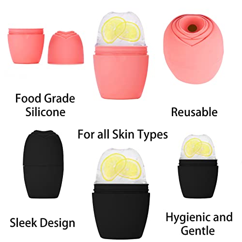 Ice Roller for Face 2-Pack, Silicone Facial Massager for Puffiness & Skin Tightening
