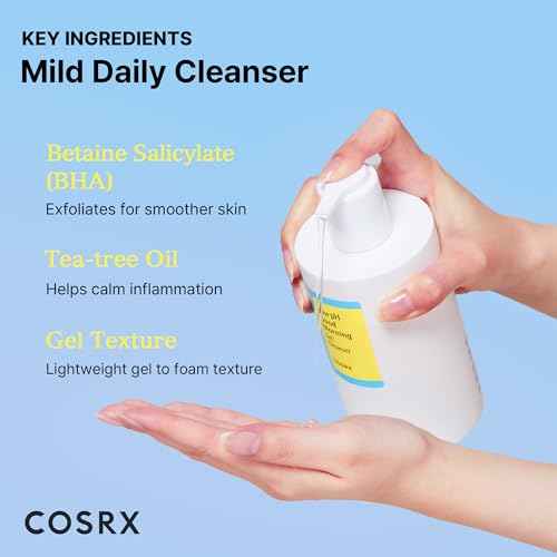 COSRX Low pH Good Morning Gel Cleanser (13.52fl.oz/400ml), BHA Face Wash, Daily Mild Face Cleanser for Sensitive Skin, PH Balancing, Korean Skin Care, Korean Face Wash, Korean Body Wash