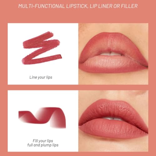 2-in-1 Matte Lipstick & Lip Liner Set - 4pc Waterproof