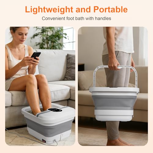Collapsible Foot Spa Bath Massager with Heat & Bubble Jets