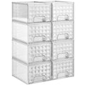 Delamu 8 Pack Stackable Storage Drawers, Makeup Skincare Holder Vanity Storage Organizer, Plastic Drawers For Vanity Desk, Undersink, Kitchen Cabinet, Pantry, Clear, Ideal Christmas Gifts for Girls