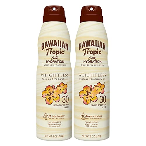 Hawaiian Tropic Weightless Hydration Clear Spray Sunscreen SPF 30 & Weightless Hydration Lotion Sunscreen for Face SPF 30, 1.7oz | Travel Size Sunscreen, Oil Free Face Sunscreen