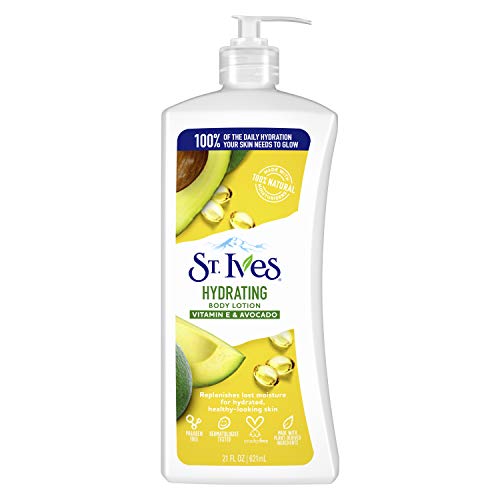 St. Ives Hydrating Hand & Body Lotion Moisturizer for Dry Skin Vitamin E & Avocado Made with 100% Natural Moisturizers 21 oz (pack of 4)