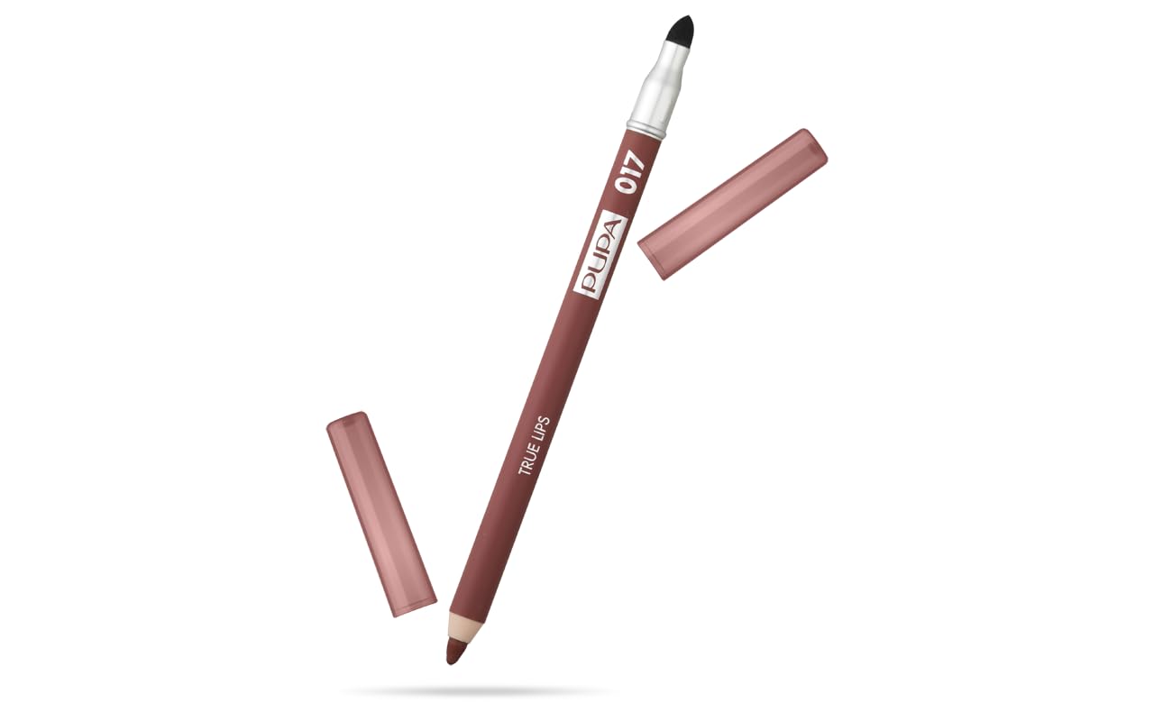 Pupa Milano True Lips Blendable Lip Liner - Dual-Ended Matte Lining Color and Brush - Light and Creamy, Hydrating, High Pigment, Smudge Proof Formula - Paraben Free - 017 Natural - 0.042 oz