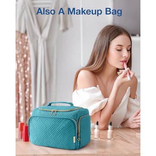 BAGSMART Travel Toiletry Bag for Women, Cosmetic Bag Makeup Bag Organizer with Handle, Travel Bag for Toiletries, Travel Accessories, Full Sized Container